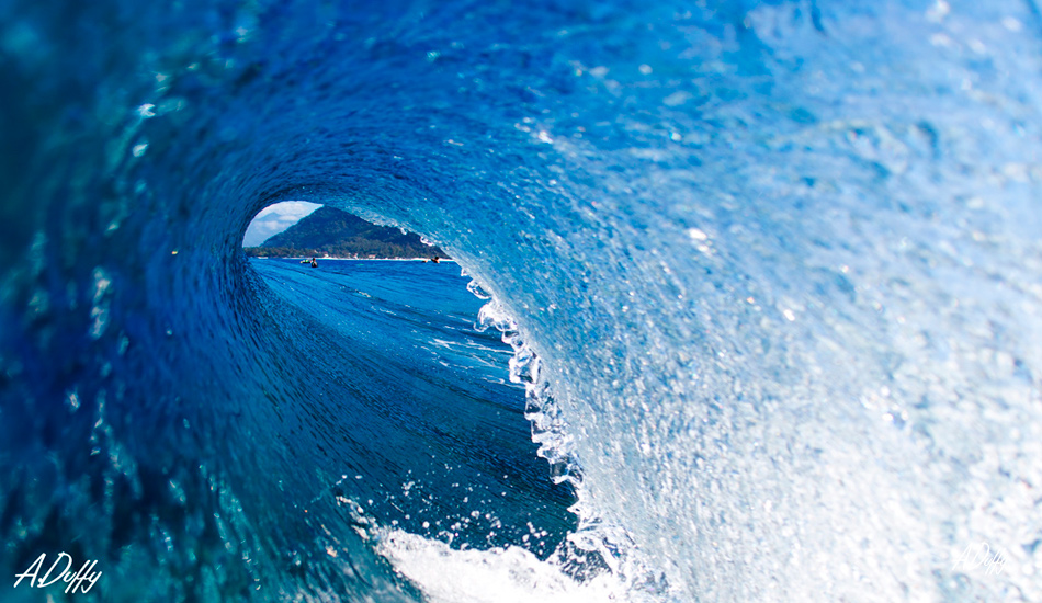 Deep inside Teahupoo. Photo: <a href=\"https://adamduffyphotography.com/\">Adam Duffy.</a>