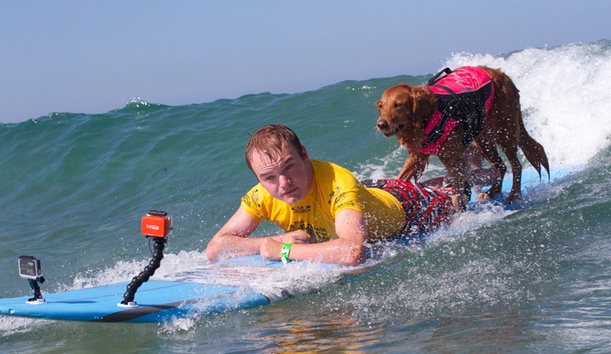 Man\'s best friend... and best surf partner. Photo: <a href=\"https://www.isasurf.org/\">ISA</a>