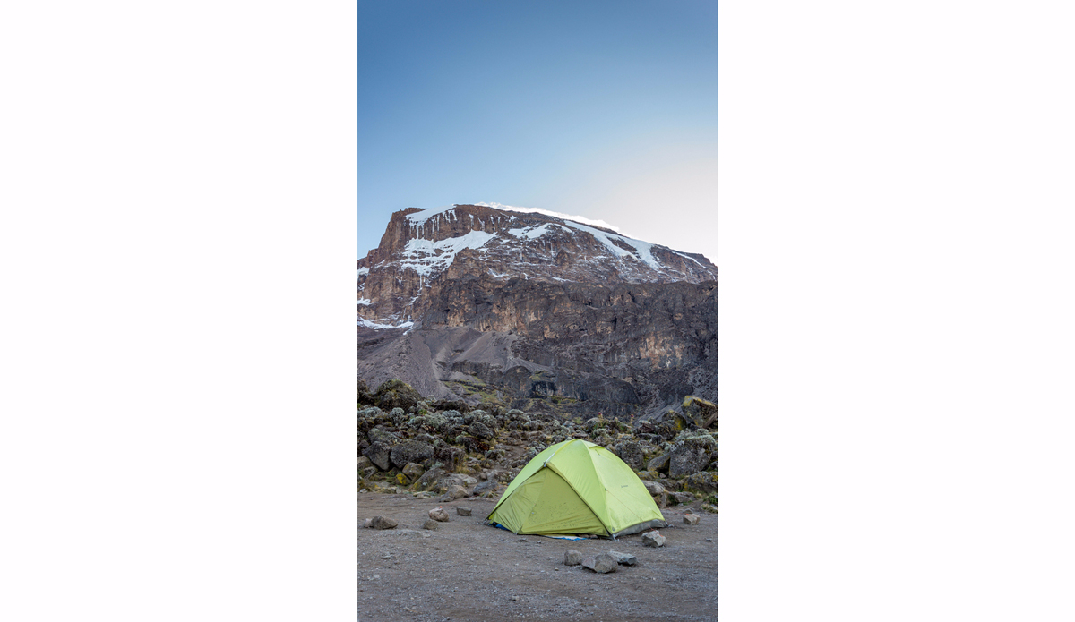 Lonely tent overlooking the Barranco Wall. Photo: <a href=\"https://charlesaudet.com/\">Charles Audet</a>