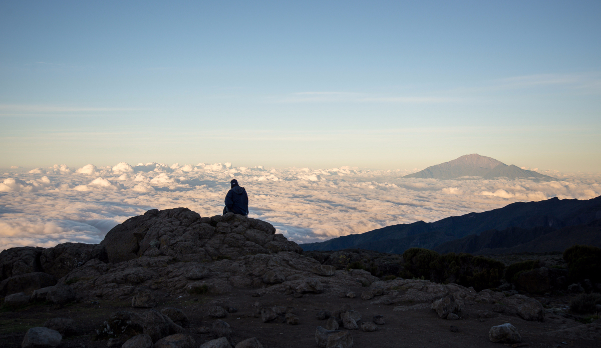 Morning views above the clouds. Photo: <a href=\"https://charlesaudet.com/\">Charles Audet</a>