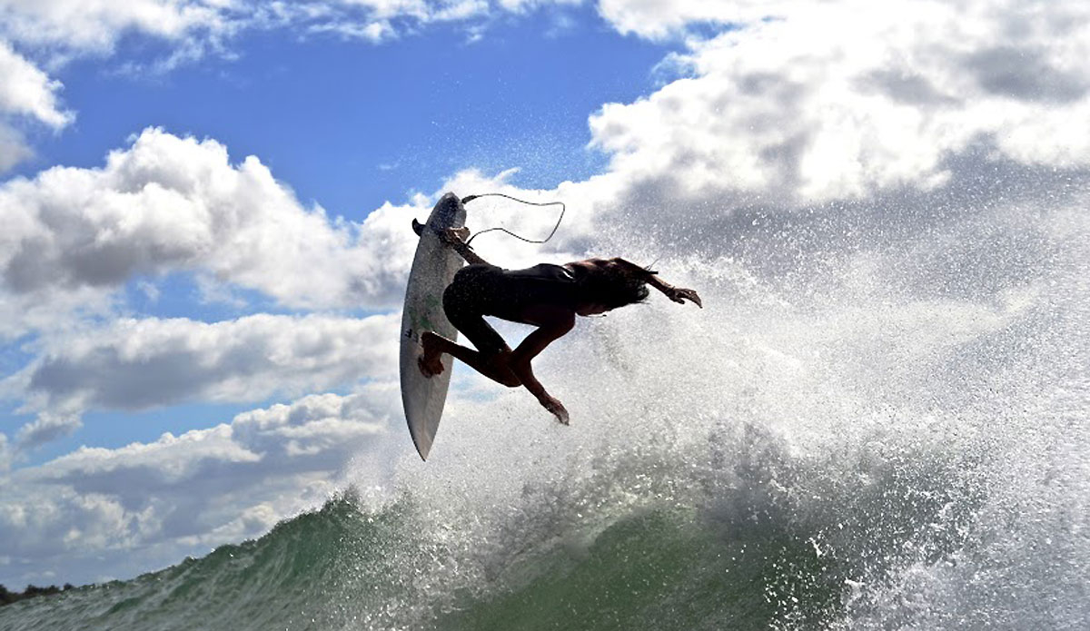 Hayden Cervi dangerously throwing his fins at the tourists of Noosa. Photo: <a href=\"https://instagram.com/alexbenaud\">Alex Benaud