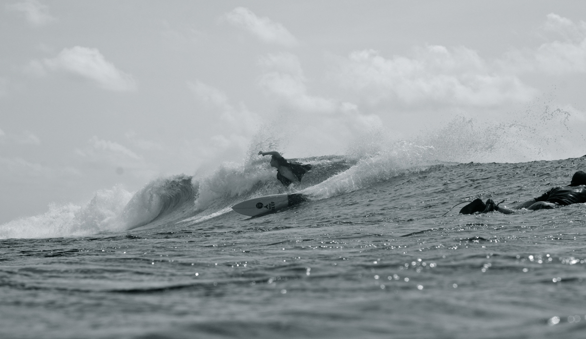 Hayden twists into another turn as he makes his way down the point. Coming from Noosa Heads (a right hand point on the East Coast of Australia) we don’t get the chance to surf a perfect left hand point all that often. Hours were spent at a time in the water. Photo: <a href=\"https://www.instagram.com/alexbenaud\">@AlexBenaud</a>