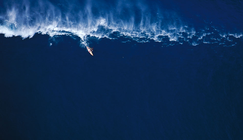 Garrett McNamara tow-surfing big waves at Outside Avalanche. Photo: Sean Davey