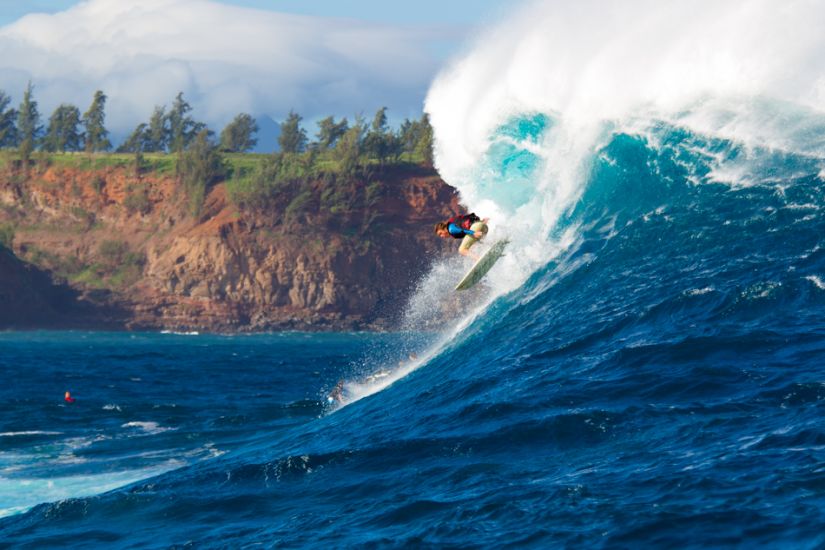 Albee Layer chop hop ollie at Jaws. Photo: <a href=\"https://www.jrkenworthy.com/\" target=_blank>Jason Kenworthy</a>