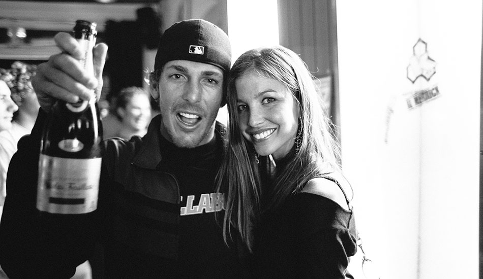 Andy and Lindy, celebrating after the comp in France. Photo: <a href=\"https://www.reposarphoto.com\">Jason Reposar</a>