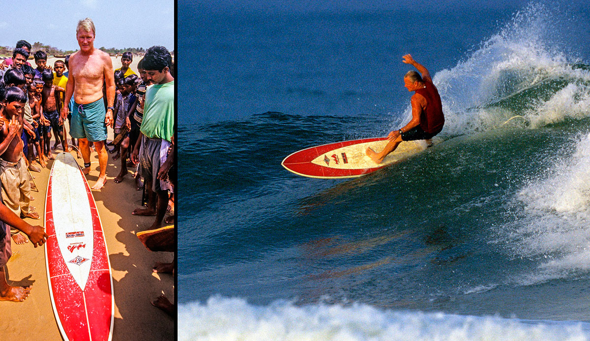  Back up the east coast of India to Andra Pradesh, where surfEXPLORE\'s Randy Rarick draws a crowd waxing his board in this unsurfed area. Photo: <a href=\"http://surfexplore.info/\">SurfEXPLORE</a>