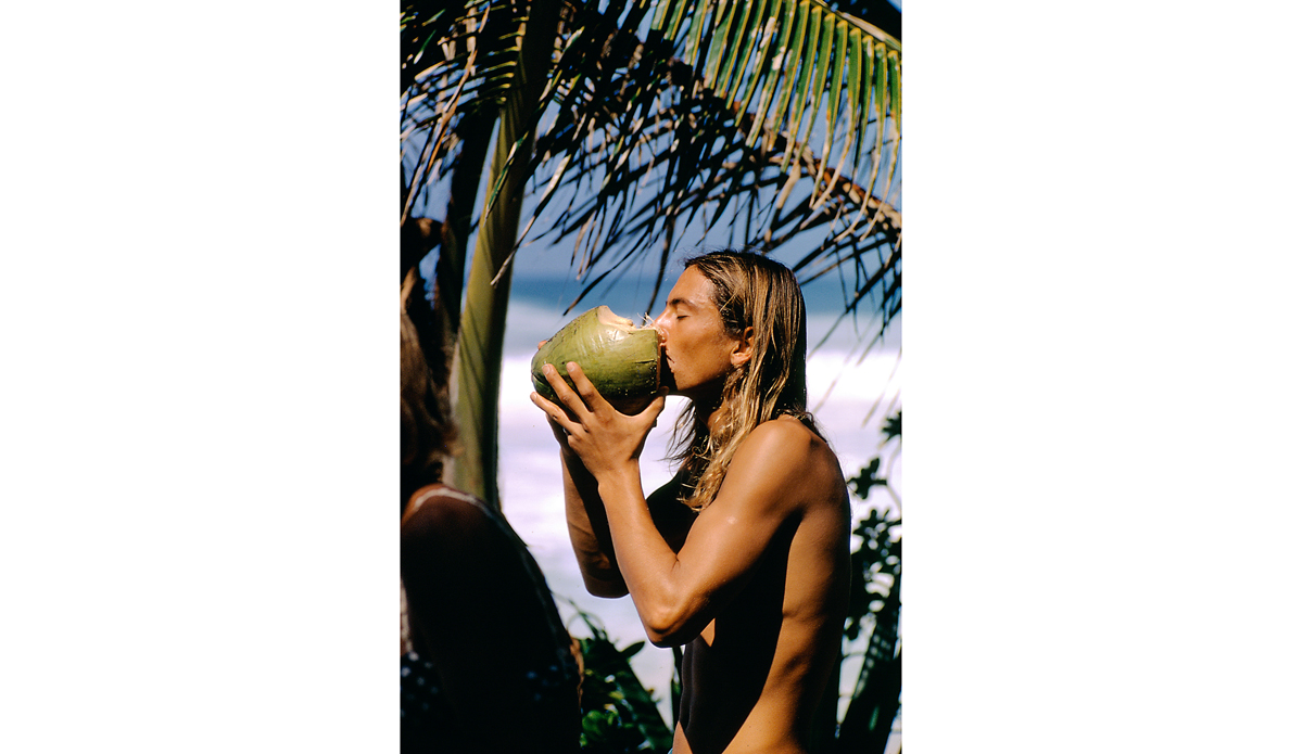 Herbie Fletcher, my next-door neighbor, drinking a coconut North Shore Hawaii 1969. Image: <a href=\"https://www.artbrewer.com/\" target=\"_blank\">Brewer</a>