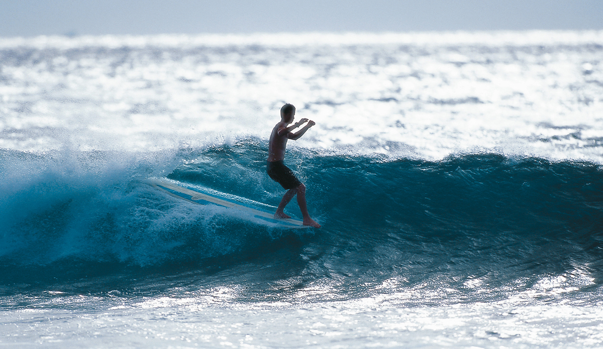  Joel Tudor, 1995 Lahaina breakwater. We\'re down there doing some photography for Super X Magazine at the time. Late afternoon, beautiful light, and Joel in perfect trim. Image: <a href=\"https://www.artbrewer.com/\" target=\"_blank\">Brewer</a>