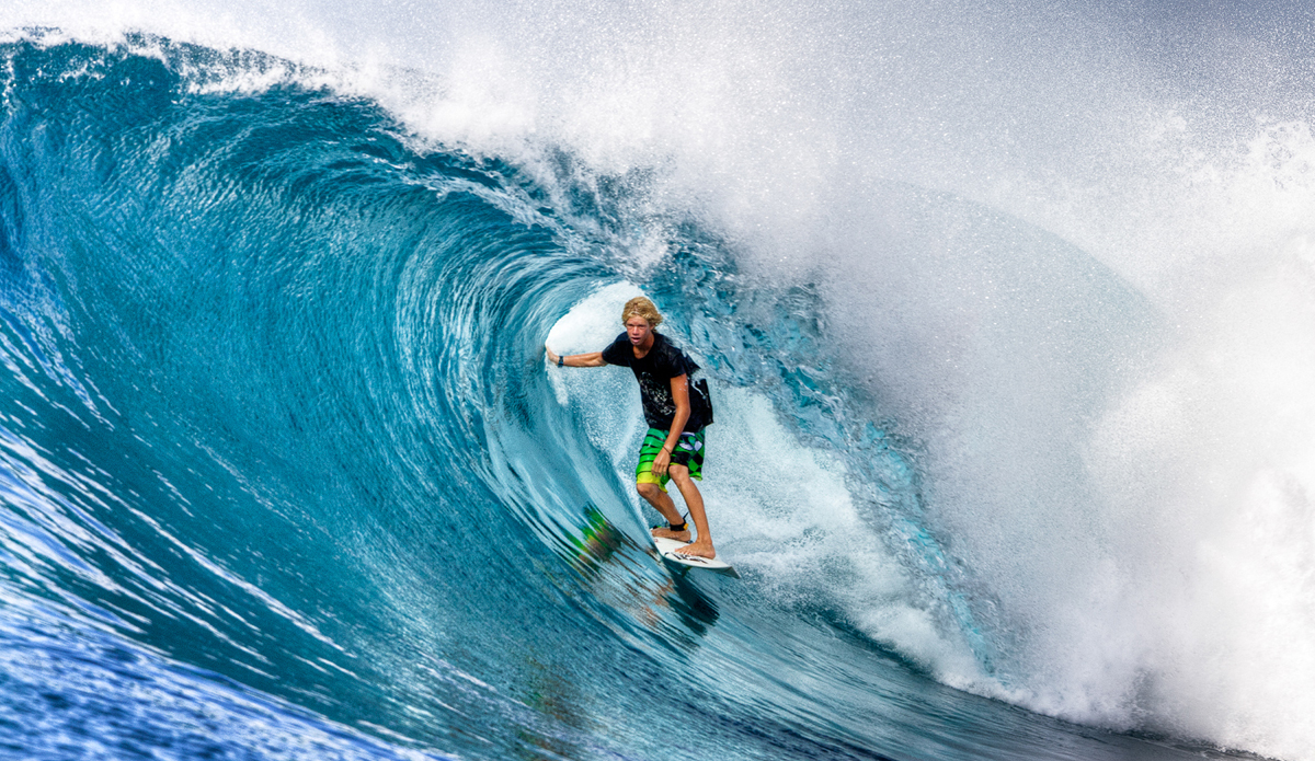 John Florence at Bank Vaults in the Mentawais, Indonesia. This was a 2009 cover for Surfer Magazine. Image: <a href=\"https://www.artbrewer.com/\" target=\"_blank\">Brewer</a>