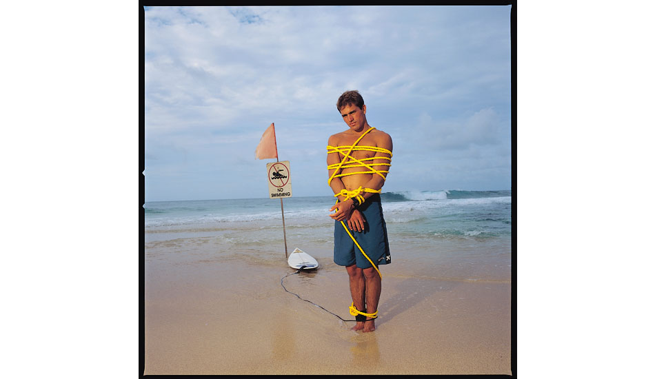 1995. Kelly Slater. Shoot for Interview Magazine after Kelly\'s 6th World Surfing Championship. Photo: <a href=\"https://www.artbrewer.com\" target=_blank>Art Brewer</a>