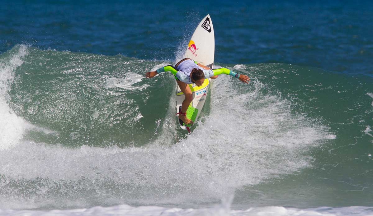 Sally Fitzgibbons of Gerroa, NSW, Australia, has won the Billabong Rio Pro defeating World No. 1 Carissa Moore in the final. Fitzgibbons posted a near-perfect 9.27 score to defeat Moore. Photo: <a href=\"https://www.aspworldtour.com/\">ASP | Smorigo</a>