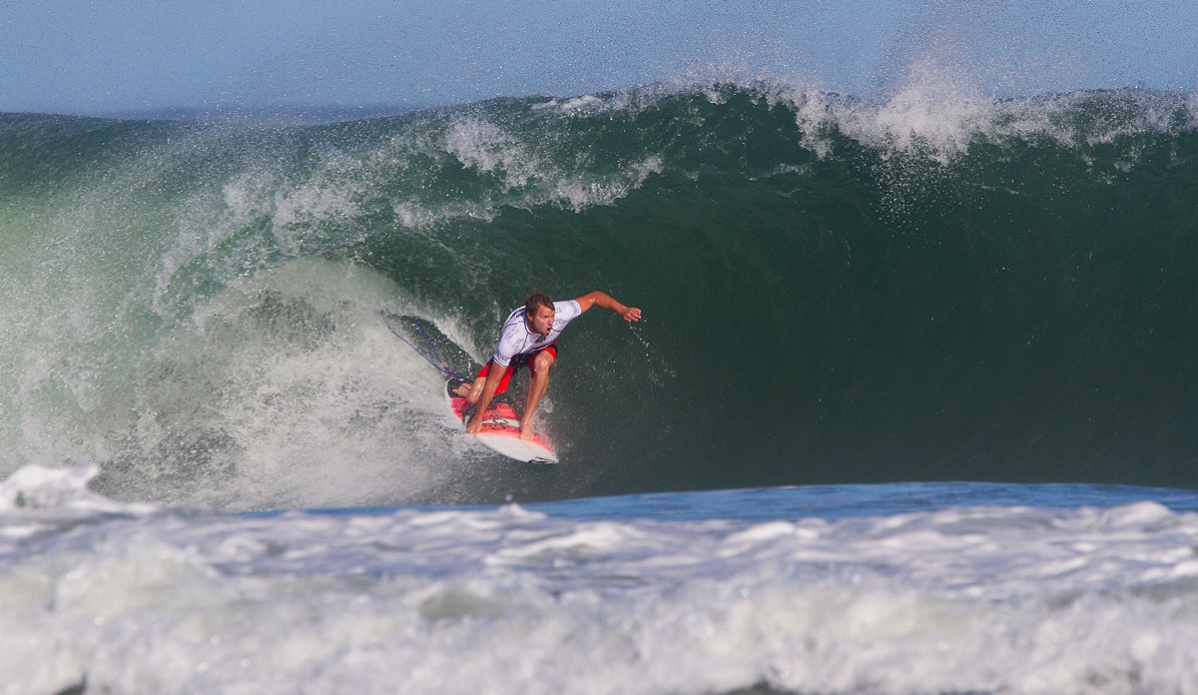 Taj Burrow of Yallinup, Western Australia, placed equal third at the Billabong Rio Pro reaching the Semifinals where he was eliminated by Michel Bourez. Despite an early lead, Burrow was defeated in the final minutes when Bourez completed an impressive 8.70-point aerial maneuver that ended Burrow\'s hopes of a victory in Rio. Photo: <a href=\"https://www.aspworldtour.com/\">ASP | Smorigo</a>