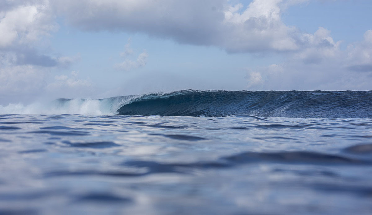 The waves in Bali are so photogenic.  The challenge is finding a spot on the reef where you can dodge the cleanup sets but still be in good position for the medium-sized ones. Thankfully, the wave did all the work on this one. Photo: Austin Robertson    