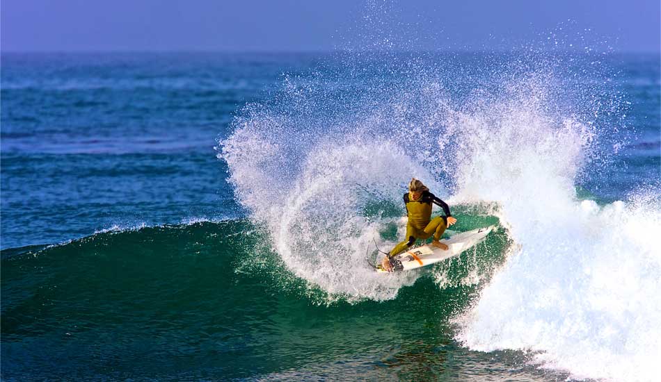 Kolohe Andino paddled out at sunrise and there was a 30 minute window of sunlight before the clouds blew in. Safe to say he made the most of this one. Image: <a href=\"https://www.quinnmatthewsphotography.com/\" target=\"_blank\">Quinn Matthews</a> 