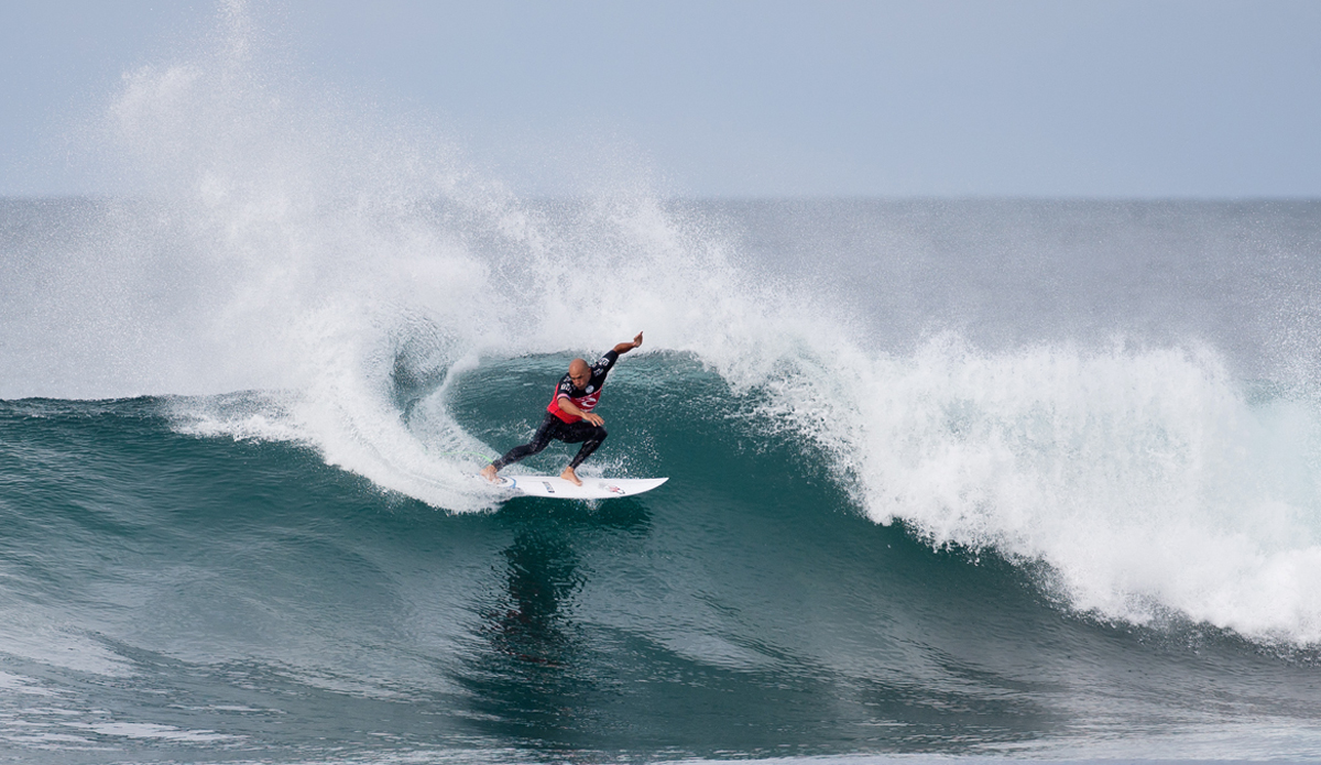 Kelly Slater of Cocoa Beach, Florida, USA (pictured) advanced into Round 4 of the Ripcurl Pro Bells Beach, defeating Glenn Hall (IRE) with a heat total of 15.53 points (out of a possible 20.00) in Round 3 at Bells Beach today. Photo:  <a href=\"https://www.aspworldtour.com/\">Cestari/ASP</a>