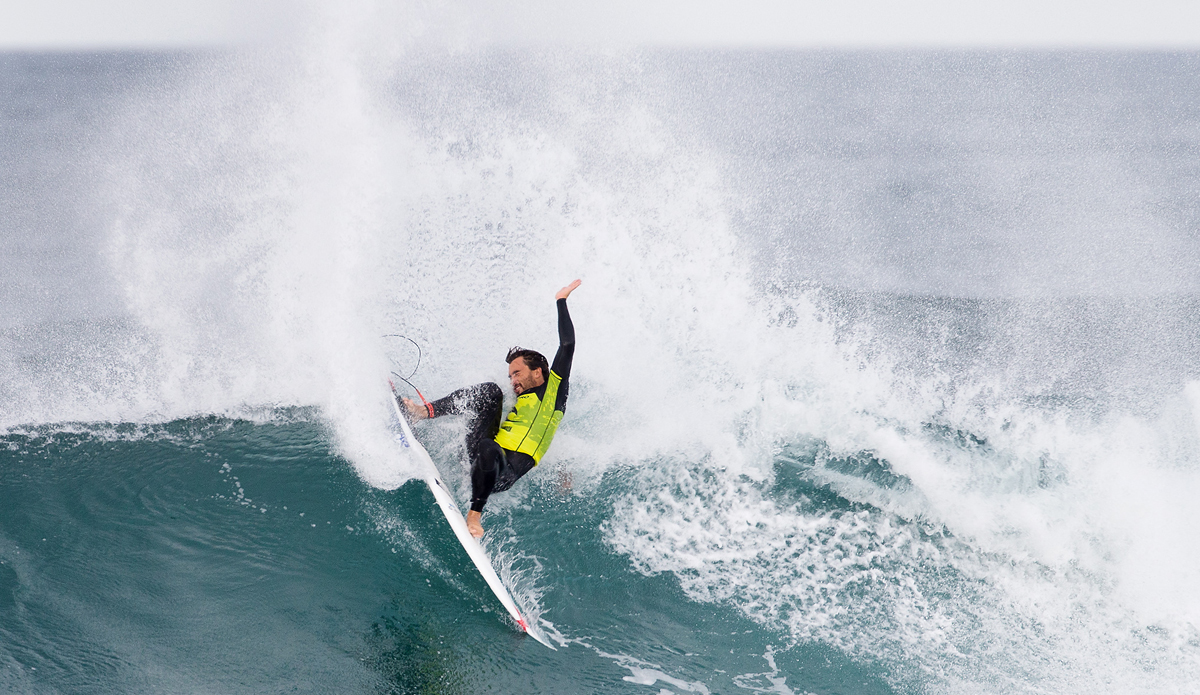 Aritz Aranburu of the Basque Country, Spain (pictured) placed equal 13th in the Ripcurl Pro Bells Beach, being defeated by Joel Parkinson (AUS) in Round 3 at Bells Beach today. Photo:  <a href=\"https://www.aspworldtour.com/\">Cestari/ASP</a>