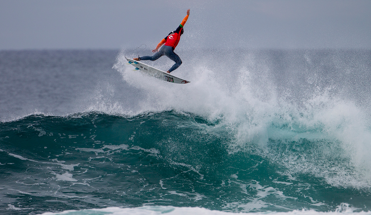 Gabriel Medina of Maresias, Brasil (pictured) won his Round 3 heat at the Rip Curl Pro Bells Beach defeating Bede Durbidge (AUS) on Monday April 21, 2014. Medina posted a pair of excellent 8-point rides to advance into Round 4.  Photo:  <a href=\"https://www.aspworldtour.com/\">Kirstin/ASP</a>
