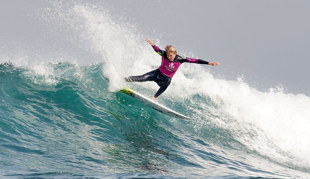 Stephanie Gilmore of Tweed Heads, NSW, Australia advanced into Round 3 of the Ripcurl Pro Bells Beach, defeating Johanne Defay (FRA) and Alessa Quizon (HAW) in Round 1 at Rincon, Bells Beach. Photo: <a href=\"https://www.aspworldtour.com/\">Cestari/ASP</a>