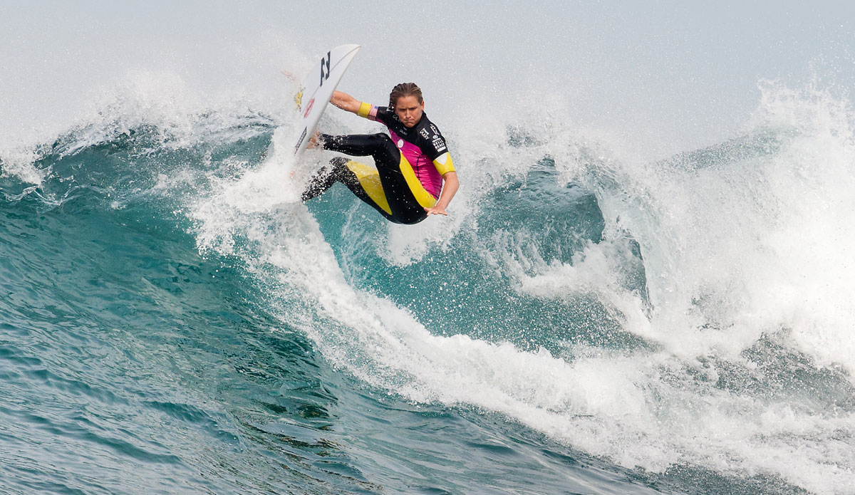 Courtney Conlogue of Santa Ana, California, USA (pictured), advanced into Round 3 of the Ripcurl Pro Bells Beach, defeating Malia Manuel (HAW) and Alessa Quizon (HAW) in Round 1 at Rincon, Bells Beach. Photo: <a href=\"https://www.aspworldtour.com/\">Cestari/ASP</a>