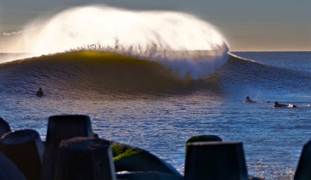 This day was super fat and barely breaking, but the light was good and is something I\'m always drawn to. I love to shoot into the light, although my eyes wouldn\'t rather I didn\'t plus our mornings in NJ are the best and that\'s when you can actually see that our water is amazing and not just chocolate-colored water. Photo: <a href=\"https://bencurriephoto.zenfolio.com/\">Ben Currie</a>