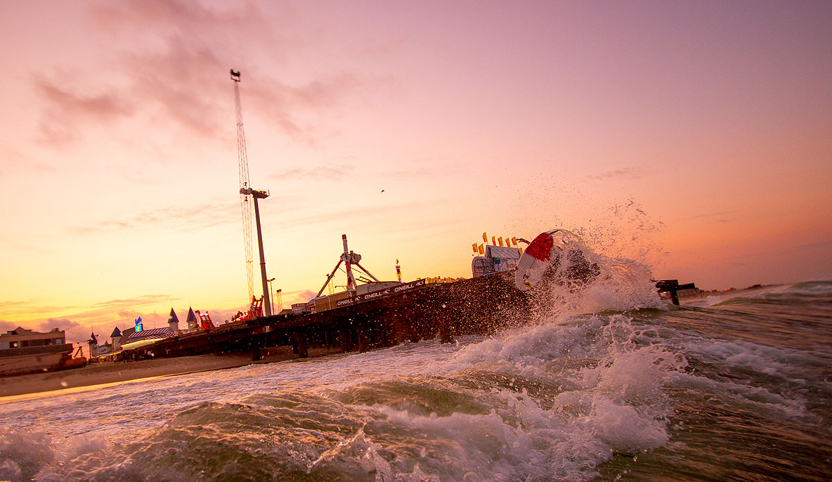 This backdrop is nothing like it used to be, and in the next two years, it will under go more reconstruction due to a devastating blow from Hurricane Sandy. Casino Pier, Seaside Heights, New Jersey, USA, with Clay Pollioni. Photo: <a href=\"https://bencurriephoto.zenfolio.com/\">Ben Currie</a>