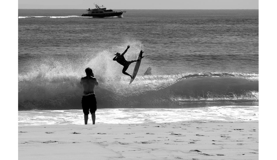 Clay Pollioni and photographer Mike Incitti both enjoying the views from this unbelievable day of weather and waves here in NJ. Photo: <a href=\"https://bencurriephoto.zenfolio.com/\">Ben Currie</a>