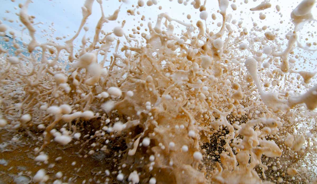 Heavy shorebreak makes for some violent explosions at the water\'s edge. Photo: <a href=\"https://www.driftwoodfoto.com/\">Benjamin Ginsberg</a>