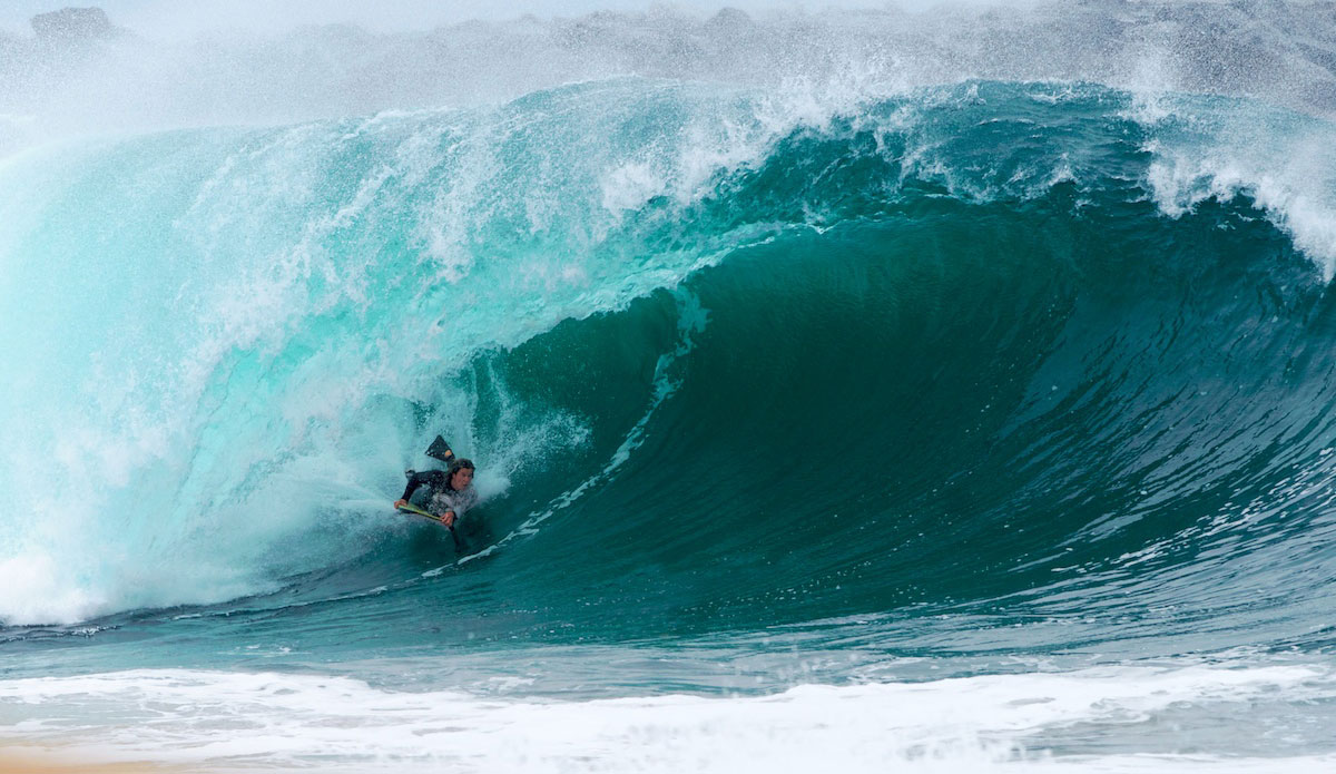 Bodyboarding big wave legend Josh Garner keeps an eye conditions and shows up occasionally to carve through a perfect, near-shore barrels. Photo: <a href=\"https://www.driftwoodfoto.com/\">Benjamin Ginsberg</a>