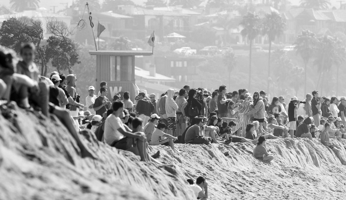 Thanks to news vans posting up at dawn over the past couple years and reporting live to all the local morning, mid-day, and evening news shows, a big day at the Wedge has become a huge spectator event. Good luck finding parking. Photo: <a href=\"https://www.driftwoodfoto.com/\">Benjamin Ginsberg</a>