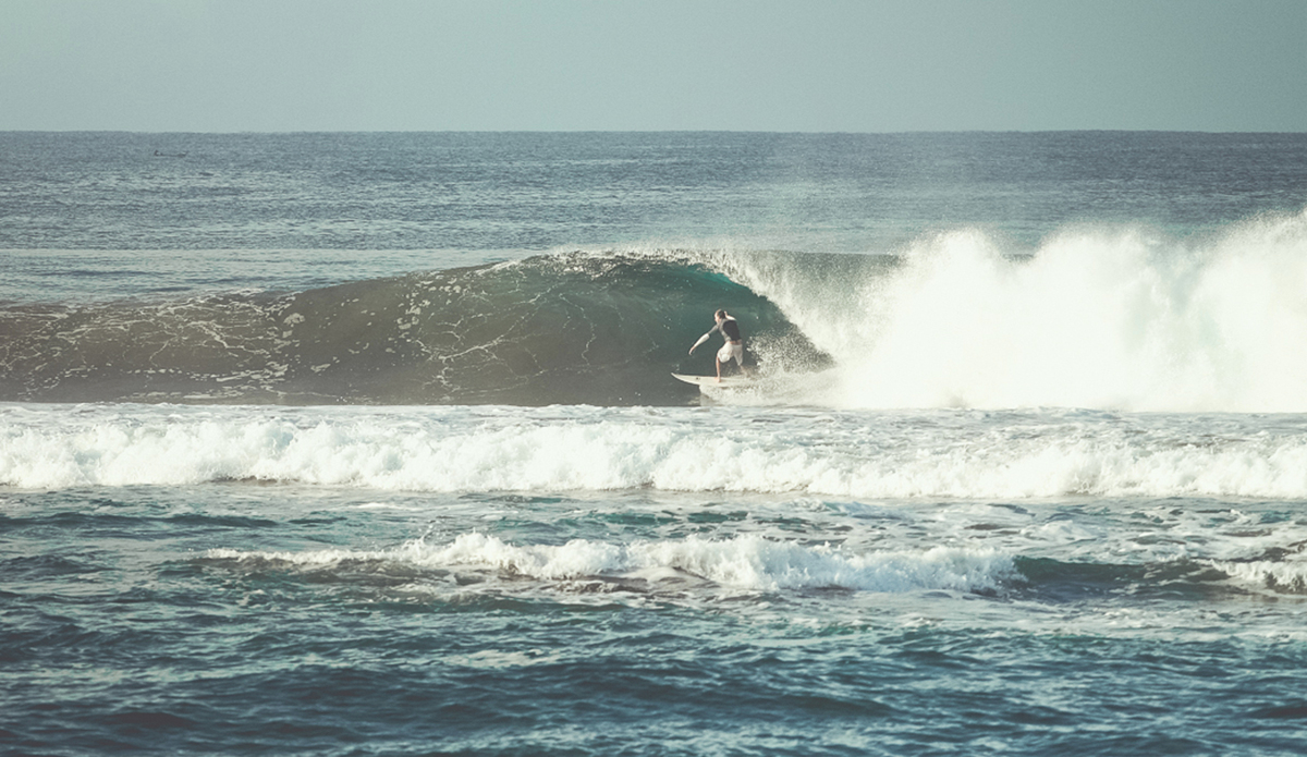 Brian Decook tucks into a nice Mandiri barrel.  Sumatra, Indonesia.