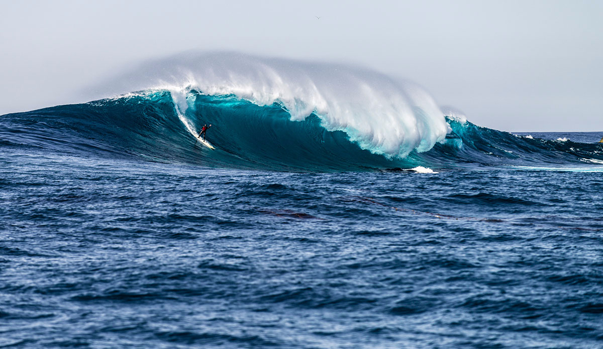 Garth Englehorn on what may have been the wave of the day. Photo: <a href=\"https://www.driftwoodfoto.com/\">Ben Ginsberg</a>