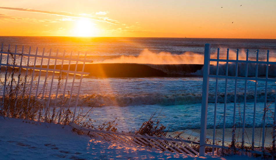 Where the sun starts to glow. New Jersey. Photo: <a href=\"https://www.mikeincittiphotography.com/\" target=\"_blank\">Mike Incitti</a> from <a href=\"https://www.theinertia.com/surf/A-Stormy-Snowy-Atlantic-Winter/\" target=\"_blank\">A Stormy, Snowy Atlantic Winter</a>