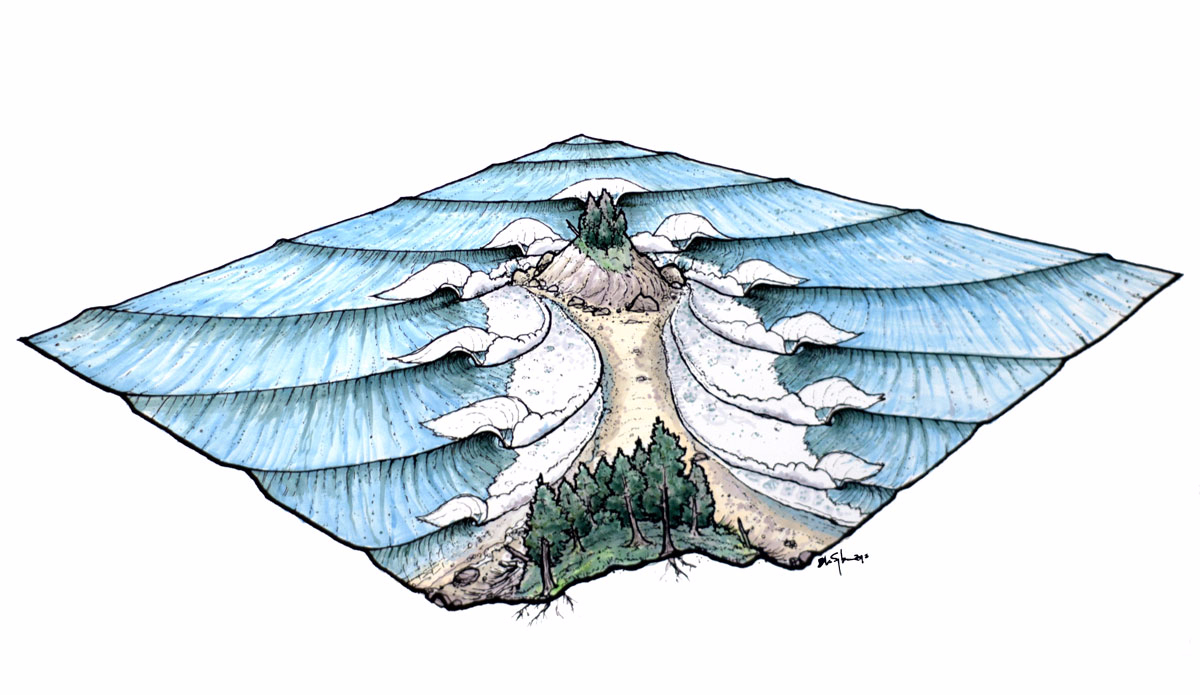 Tombolo del Norte. Illustration: <a href=\"https://www.blazesyka.com\">Blaze Syka</a>