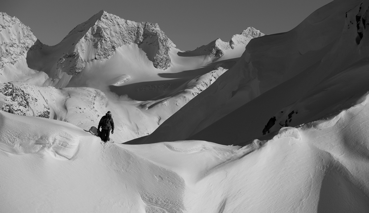 Being a long time visitor to these mountains, Nicolas knows the snowpack and terrain well, but always double checks avalanche conditions before every descent. Photo: <a href=\"https://deanblottogray.com/\">Blotto</a>