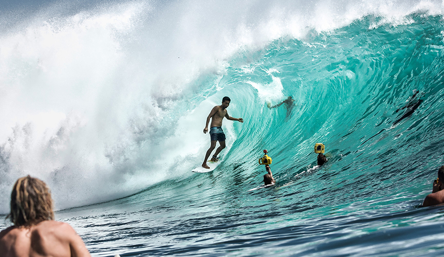 President of the Halfway Boardriders club, hotshot Rahtu Suargita turns to his Balinese Hindu beliefs as he leads his team into the aid effort. “Tri Hita Karana is our way,” he explains. “Having harmonious relationships between you and the Gods, you and others and you and nature.” 