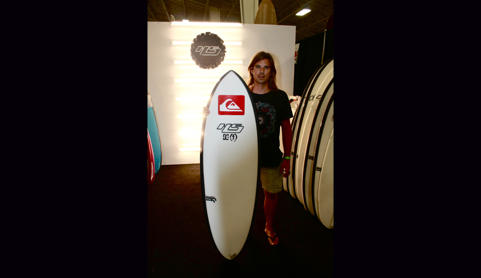 Hayden of Haydenshapes Surfboards holding one of his latest boards shaped for Craig Anderson. Photo: Green 