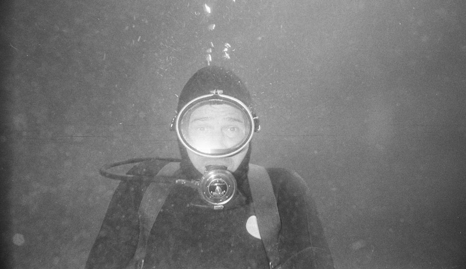 1950\'s - Bob Meistel diving in an original Body Glove