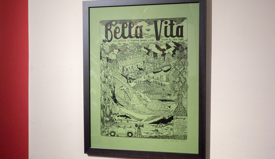 Bella Vita poster, framed. Part of Chris del Moro\'s art show at a gallery across from the Arlington. Photo: <a href=\"https://lowtiderising.com/\" target=_blank>Branden Aroyan/lowtiderising.com</a>