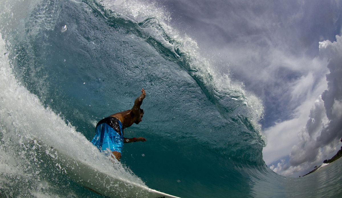 Bruno Santos, Telos. Another beachbreak find during the Rip Curl Tip to Tip project. Bruno is a Brazilian, and a phenomenal tube rider. He\'s also the most laidback character you can imagine. Image: <a href=\"https://www.sparkesphoto.com\">Sparkes</a>