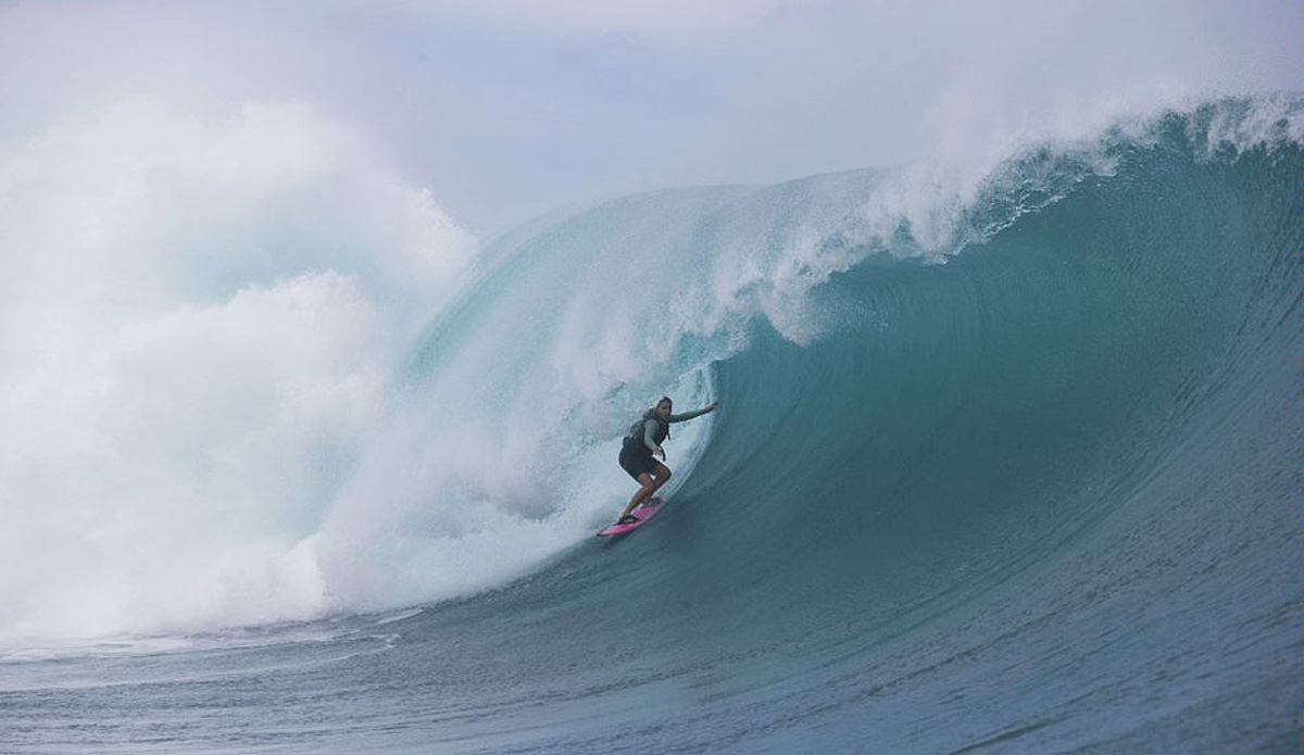 Maya\'s relationship with Teahupo\'o is a long one. Photo: <a href=\"https://www.redbull.com/us/en\">Red Bull</a>