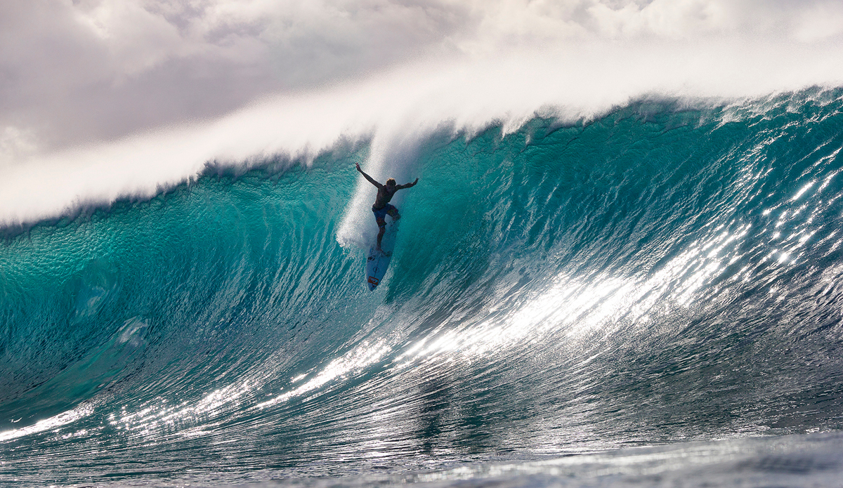 Mark Healy takes a very late drop at Pipeline last winter.