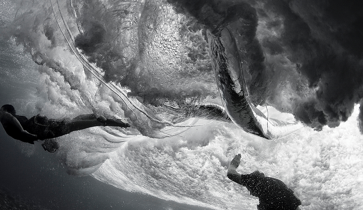 The water looks like swirls of mercury spinning.