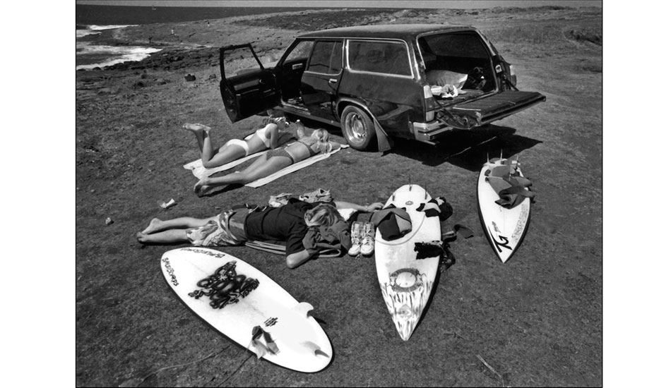 Contents of a Kingswood - Bawley Point, NSW south coast. January 1992 -
Three Boards, two Girls and a Kingswood (wagon). Photo: <a href=\" www.bruceusher.com.au\">Bruce Usher</a>