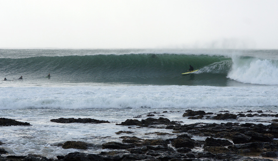 Derek Hynd flying through a lengthy Supertubes section on one of his new longer boards. Photo: <a href=\"https://expressionsaufrichtig.tumblr.com\">Jared Aufrichtig</a> 
