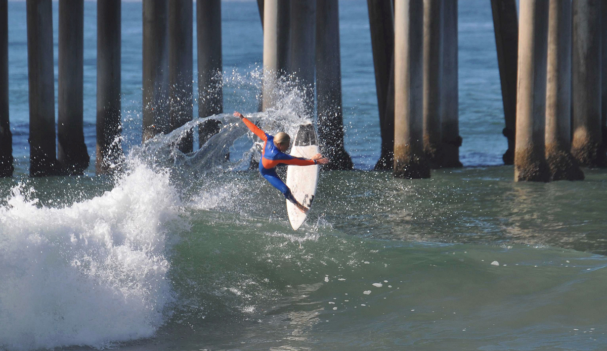 Dylan Hord above the lip in Huntington. Photo: Wes Harding