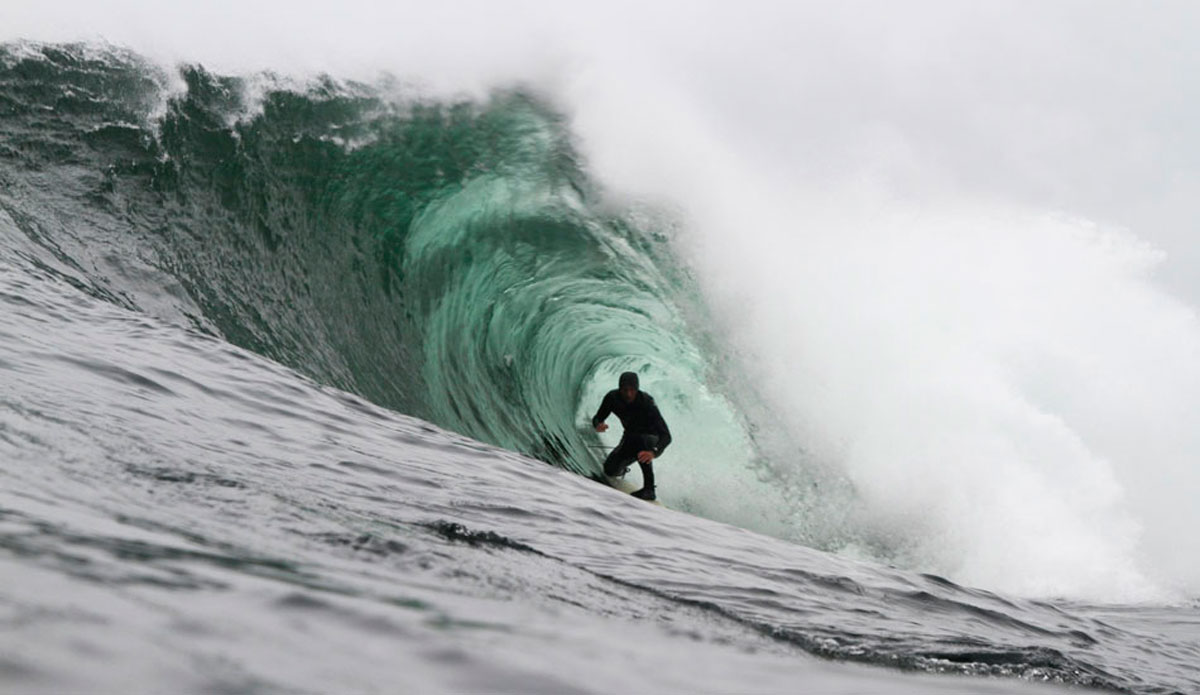 It\'s pretty stormy a lot of the time when the waves are on in Canada. This day Peter Devries tucked into a couple tunnels to take a break from the rain. Photo: <a href=\"https://www.adamdewolfe.com/Intro.html\" target=_blank>Adam Dewolfe.</a>