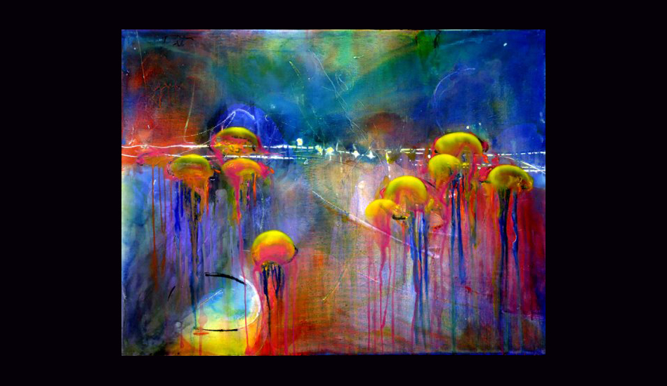Jellies IV, acrylic on canvas. Image: <a href=\"https://fionableugallery.com/\">Chase</a></em></strong>
