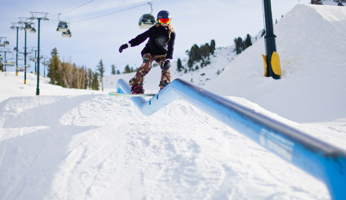 Separate your subject from the background. If you’re rider is wearing a Real Tree Camo Jacket and there is a real life tree behind him, you need help! Try opening your aperture and playing with a shallow depth of field, light your subject with an off camera flash or strobe if you have one, and if all else fails change your angle completely and find better framing. There was a lot going on in the background of this photo, the gondola, lift towers, etc. I opened my aperture to f/1.4 to pull the rider into focus and everything else out of focus. Pictured: Danika Duffy; Photo: <a href=\"https://instagram.com/grim_stagram\">Chris Moran</a>