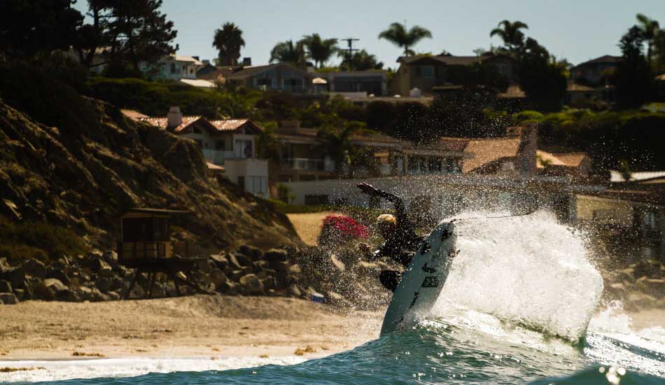 Unknown surfer getting some air at T-Street. Photo: <a href=\"https://christor.photoshelter.com/\" target=_blank>Christor Lukasiewicz</a>