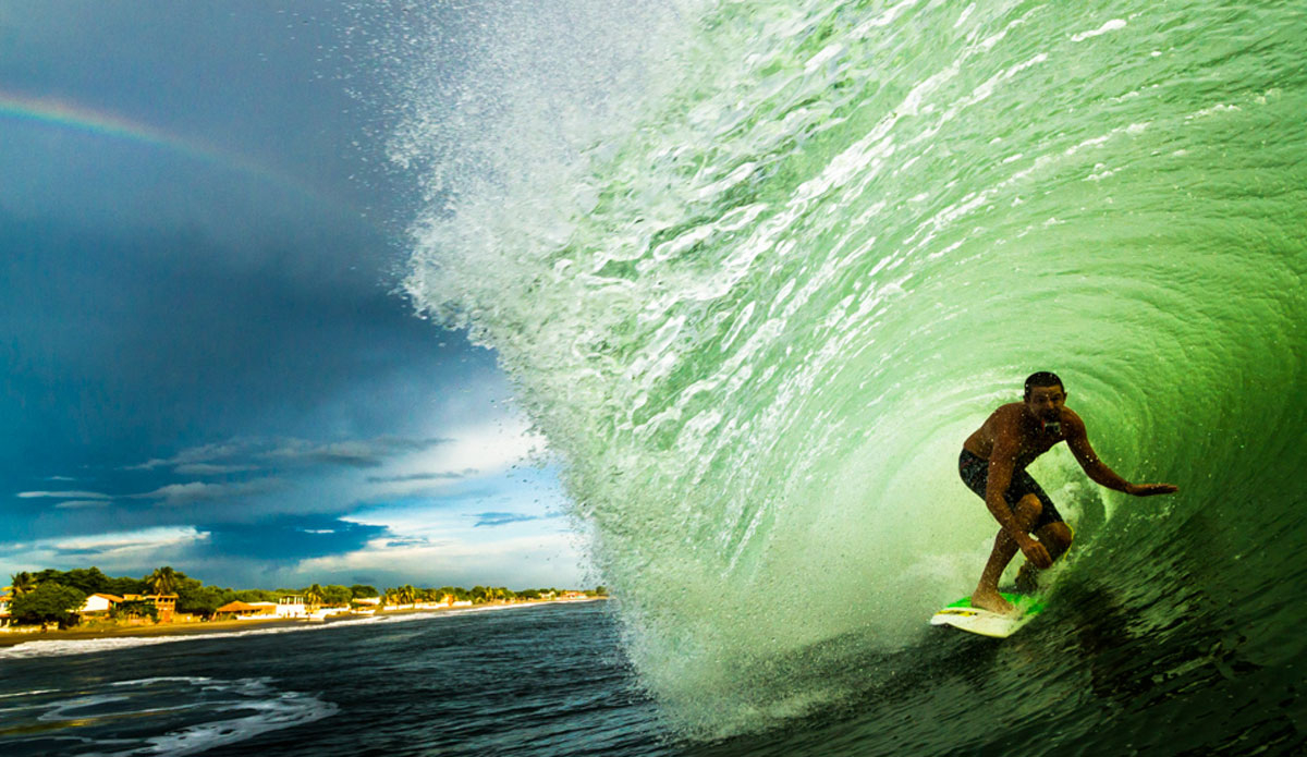 Tracey Meistrell enjoying  the clean waves after a passing storm in Central  Nicaragua. Photo: <a href=\"https://www.christorphotography.com/\">Christor Lukasiewicz</a>